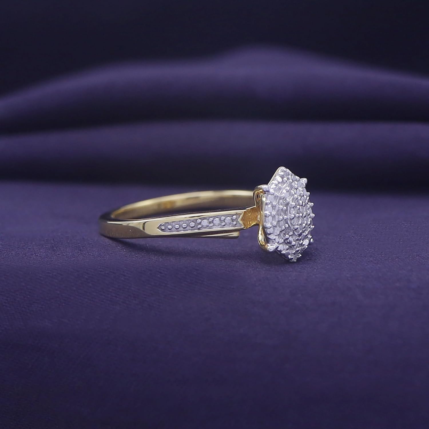 AFFY Round Cut Natural Diamond Accent Cluster Engagement Ring In 14k Gold Over Sterling Silver (I-J Color, I2-I3 Clarity)