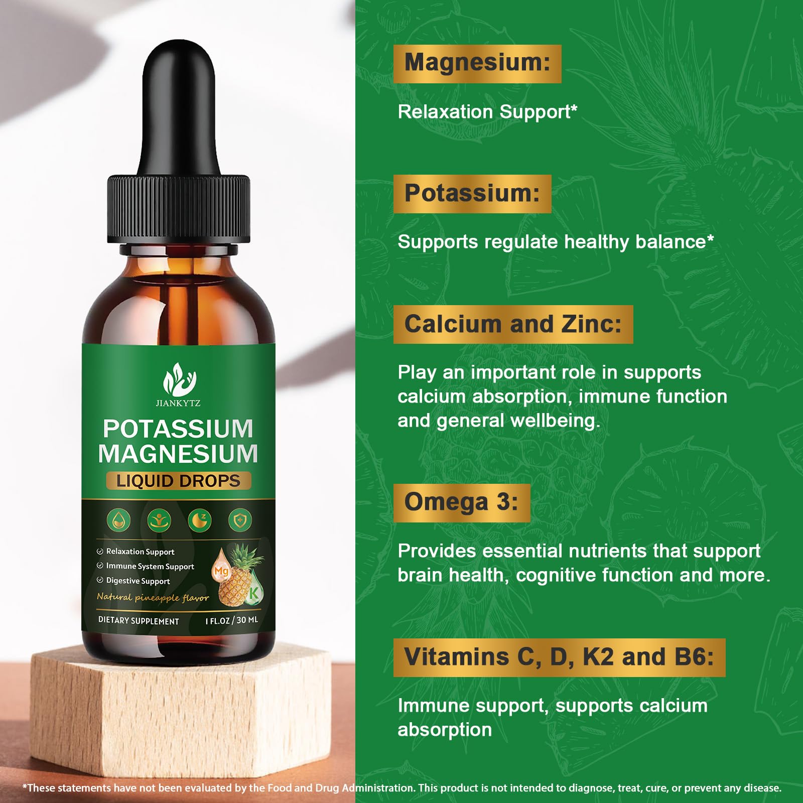 (2 Pack) Potassium Magnesium Liquid Drops for Women & Men, High Absorption — Amazon image 3