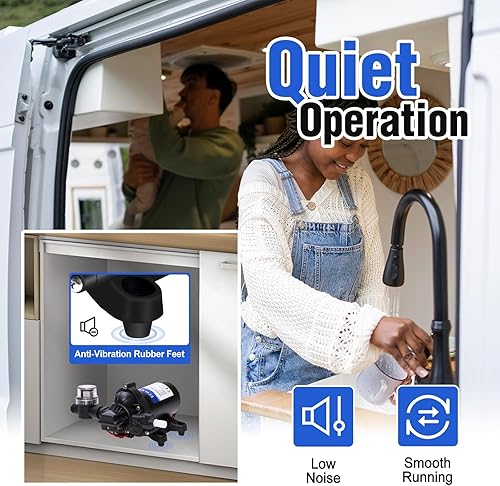 Miniatura 11 de ECO-WORTHY Bomba de agua de 12 V RV serie 42 con interruptor de presión, 3.5GPM 55PSI Bomba de diafragma de presión de agua de 12 voltios