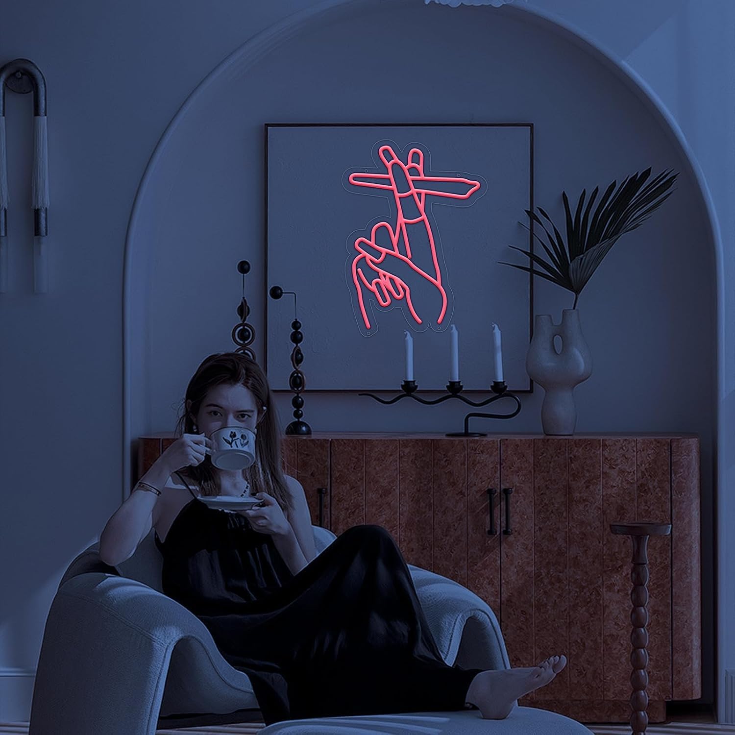 Hand Neon Signs Pink Led Neon Sign for Wall Decor, Nail Neon Signs USB Hand Neon Light Signs for Salon Bedroom Living Room Office Restaurant Home Bar Party Game Room - Image 8