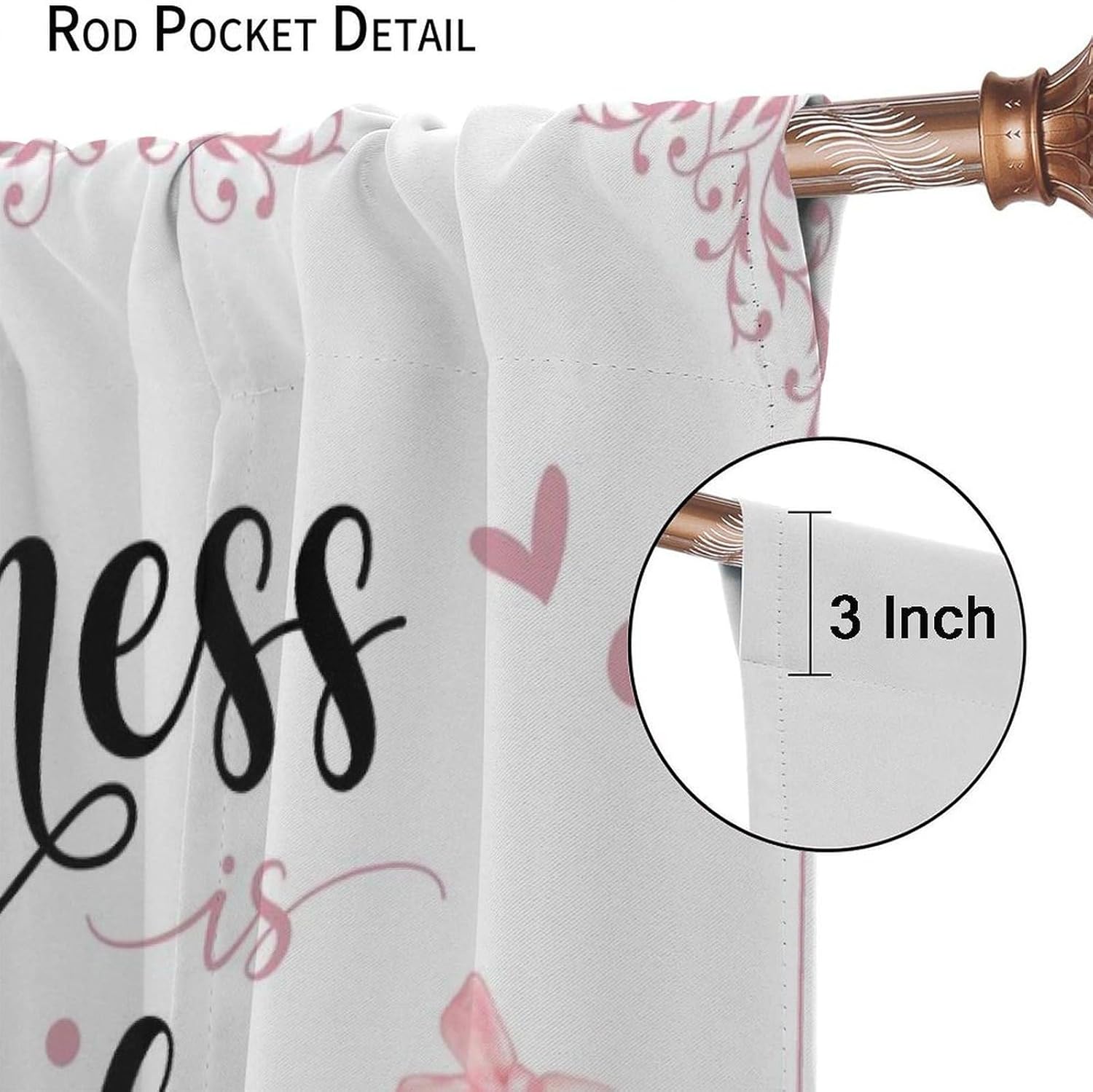 Cute Pink Cherry Strawberry Kitchen Curtains, Romantic Wine Glass Valance Panels with Bow and Heart, Short Rod Pocket Drapes for Women or Girls 2 Panels 21x45 Inch