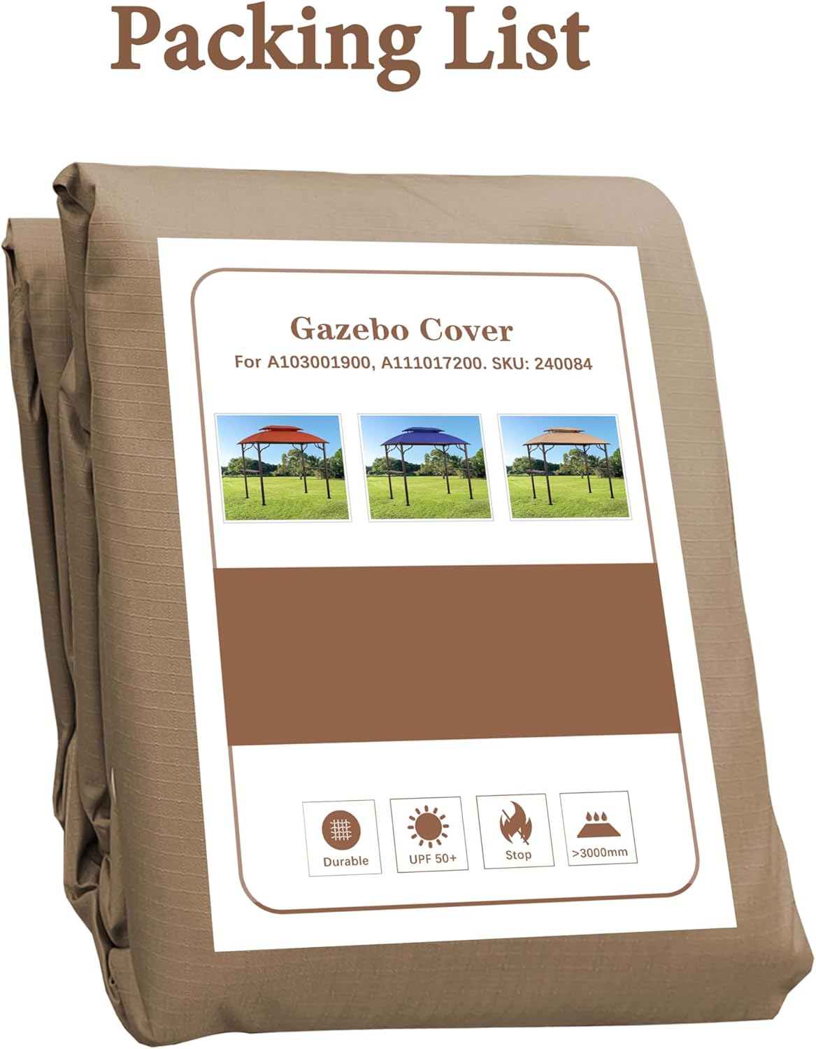 SCOCANOPY Grill Gazebo Replacement Cover Compatible with Greenvail Paxton Grill Gazebo,for Model A103001900, A111017200,240084,(Khaki)