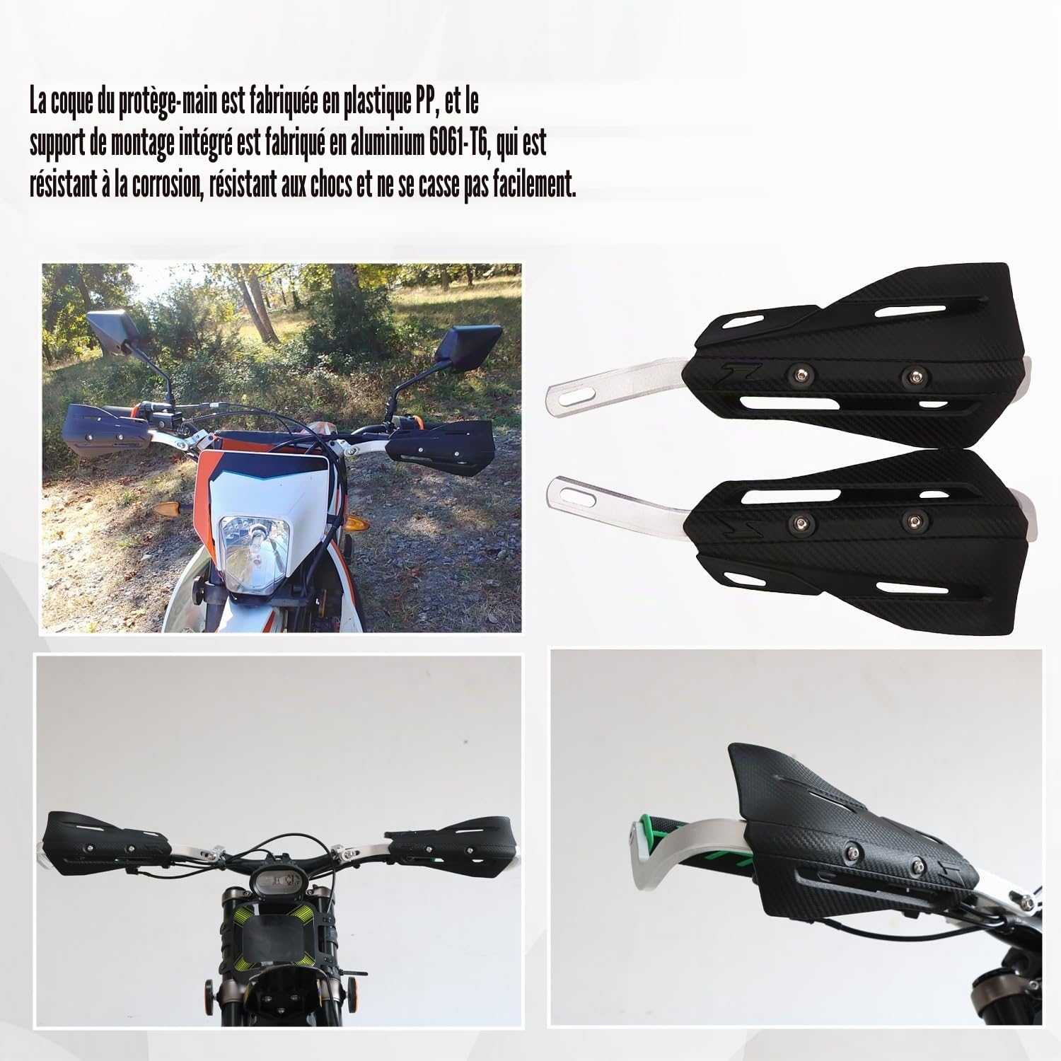 Protege Main Moto Cross,Aluminium Protege Main Universel pour Guidon Moto 22mm / 28 mm Moto Pit Bike Dirt Bike MX Racing ATV Quad Surron Husqvarna 701-Noir