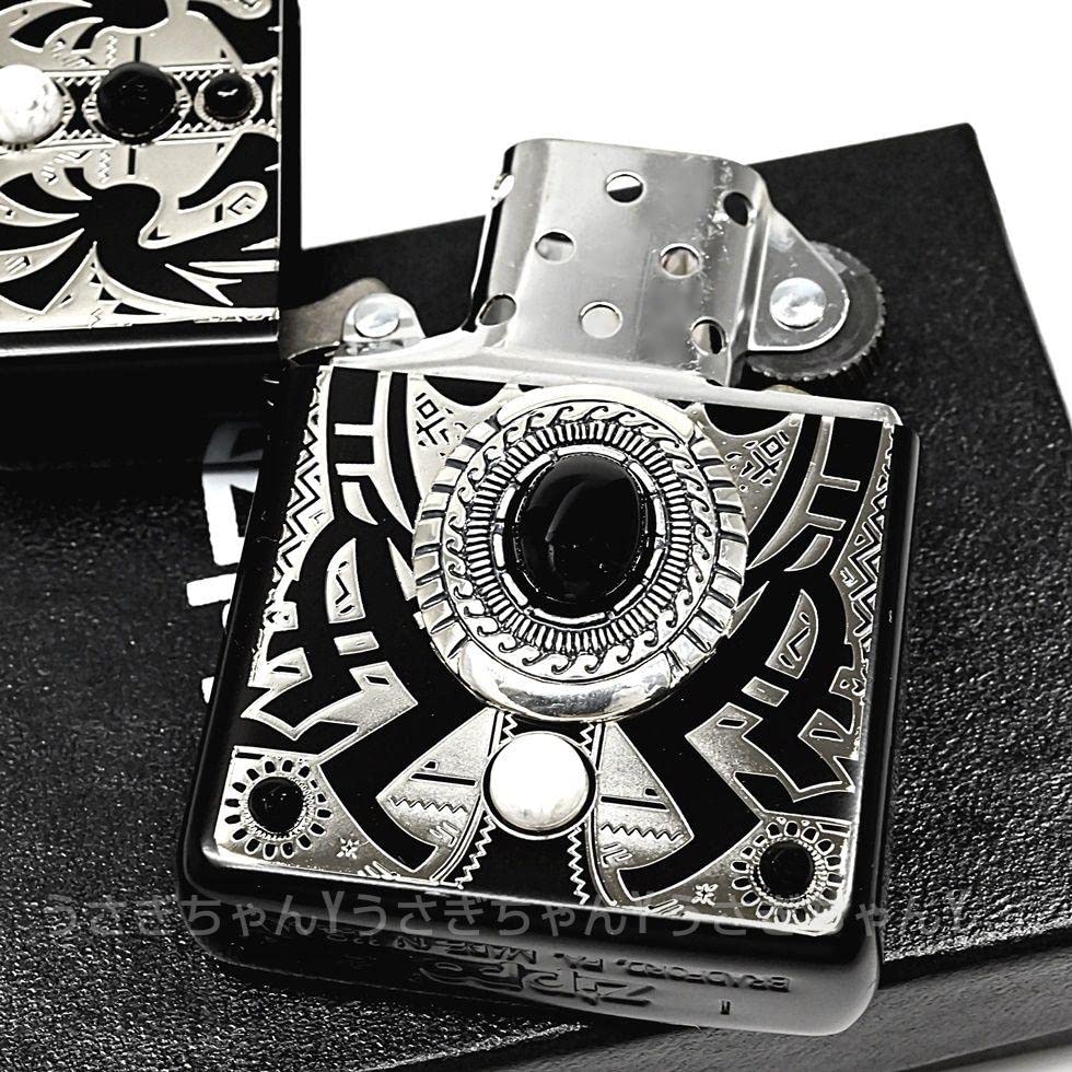 Amazon.co.jp: zippo☆アーマー☆両面☆ココペリ 縁起物☆天然オニキス 
