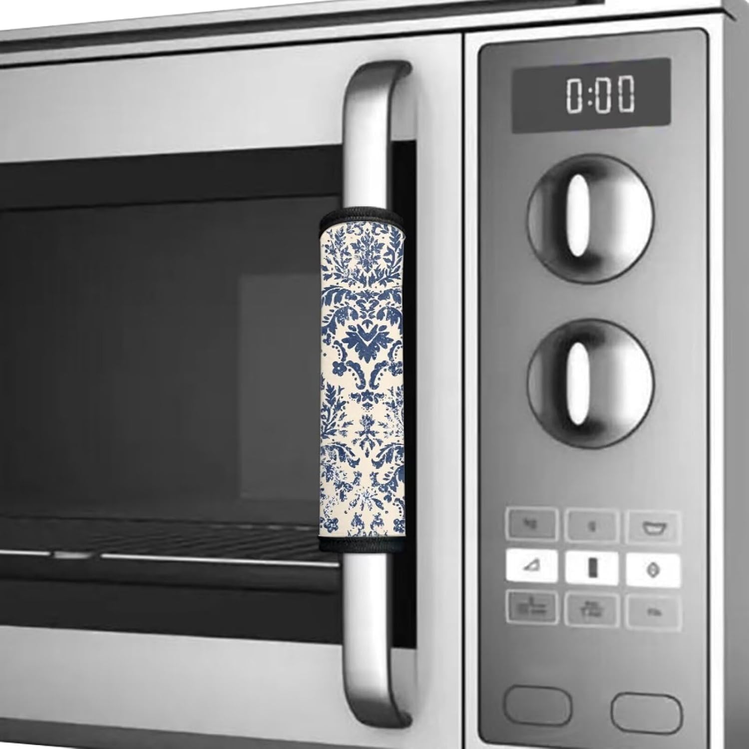 Retro Pattern Refrigerator Microwave Handle Covers Set of 2 Include 8PCS Anti-Skid Heat Resistant Protective Covers for Fridge Oven Keep Kitchen Appliance Clean Home Decor