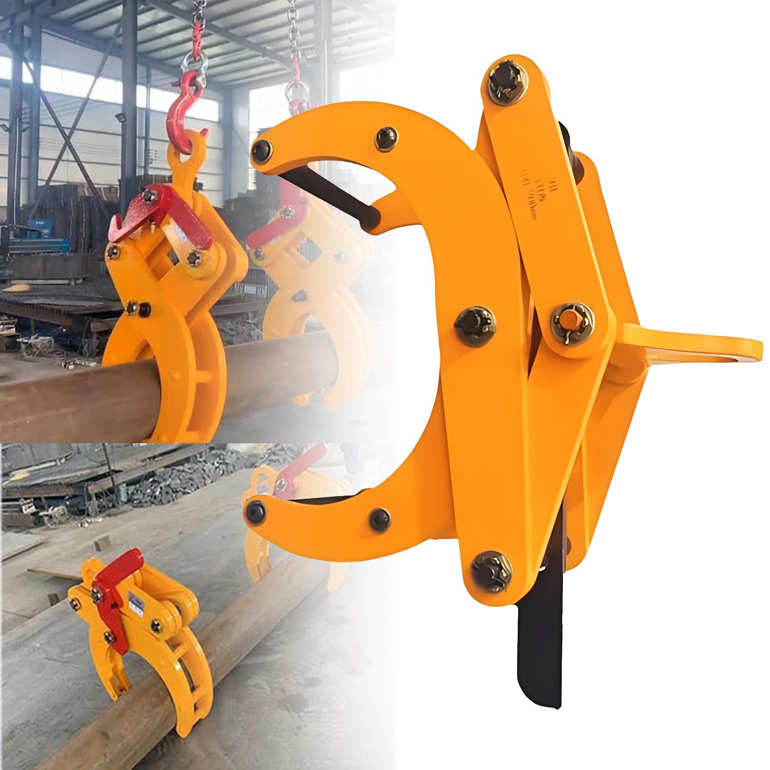 Rundrohrheber mit Verstellbarer Hebebacke, Tragfähigkeit 1–3 Tonnen für Rohre mit 4,7–15,7 Zoll Durchmesser, Vertikalklemme für Granitplatten, Betonsäulen und Rundmaterial 1T