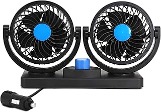 GARDWENS Electric Car Fan, Dual Head 2 Speed 12V Cooling Air Circulator - 360 Degree Rotatable Auto Fan for Sedan SUV/RV/Boat/Auto Vehicles(Latest)