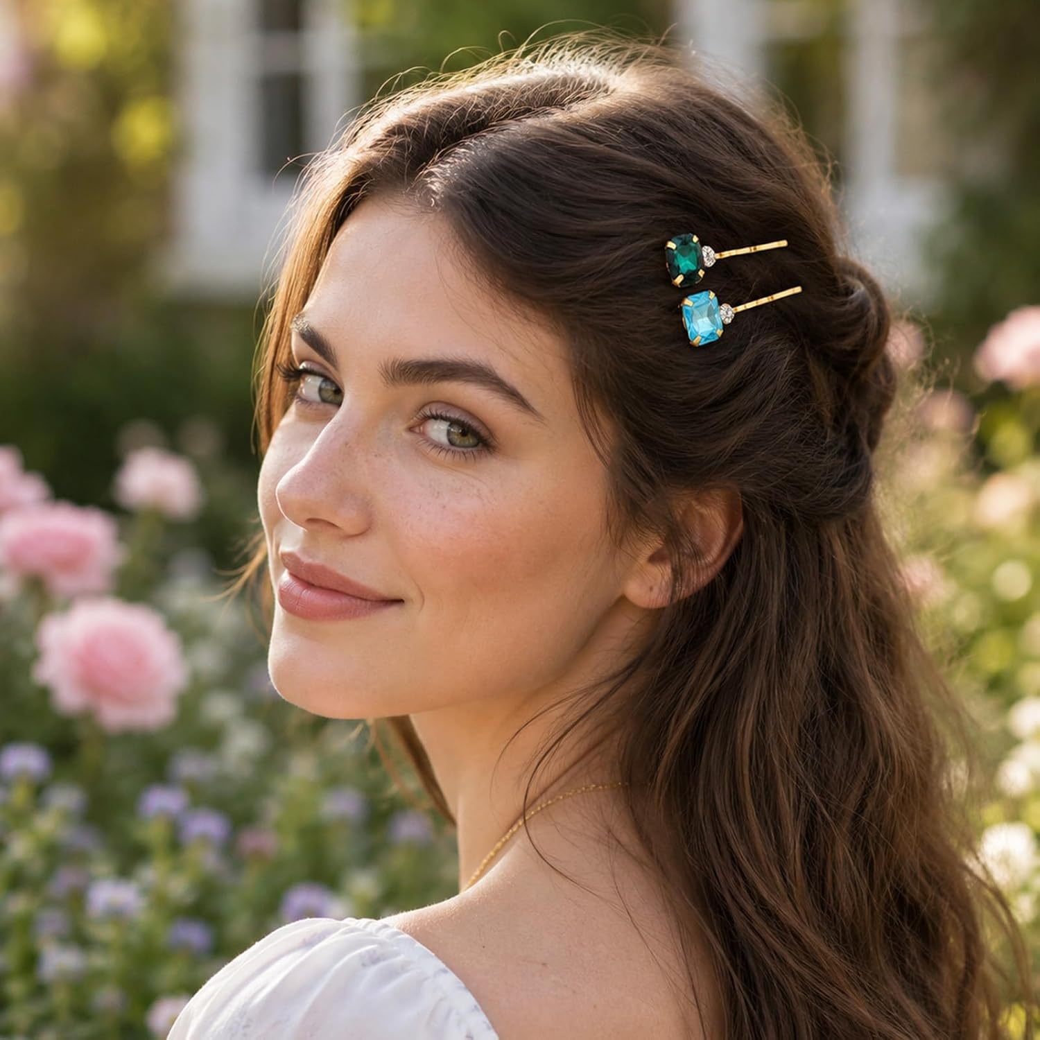 6 Pack Gemstones Bobby Pins Decorative, Sparkly Rhinestone Hair Gems Pins, Colorful Crystal Cute Bobby Pin for Women Girls Bridal Wedding Accessories image 5