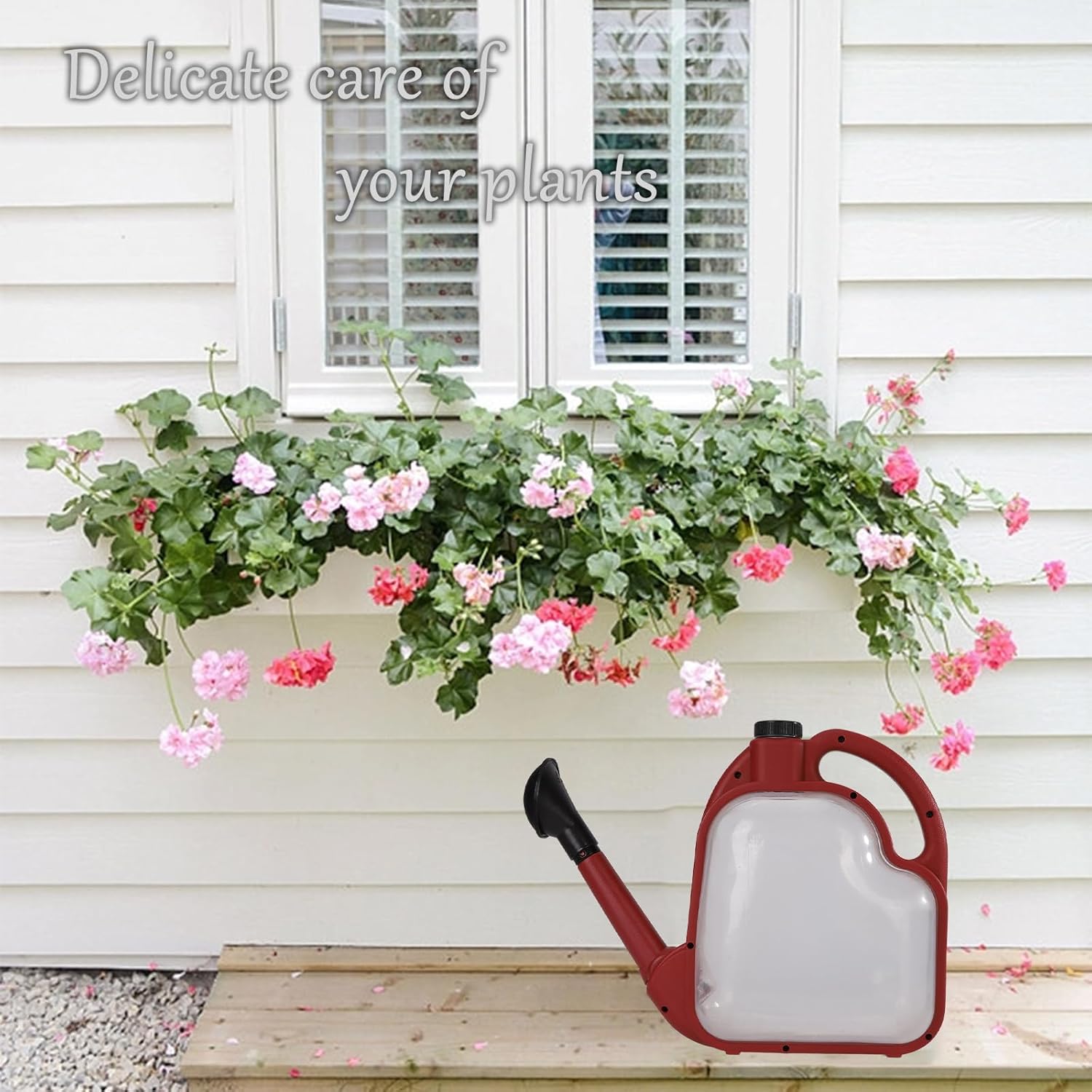 3L Foldable Transparent Plastic Watering Can, 0.8 Gallons, Long Spout, Ergonomic Compact Design, Ideal for Indoor and Outdoor Gardening.(Maroon)