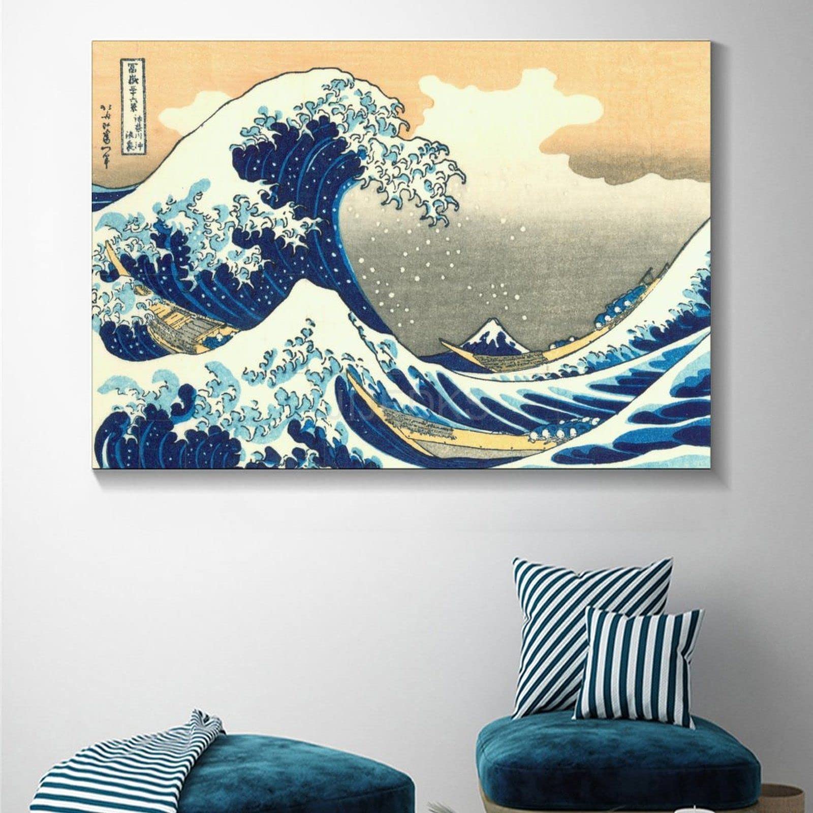 Arazzo Giapponese YongFoto 150x130cm - La Grande Onda Di Kanagawa, Stile Ukiyo-e, Per Decorazione Murale - Foto 8