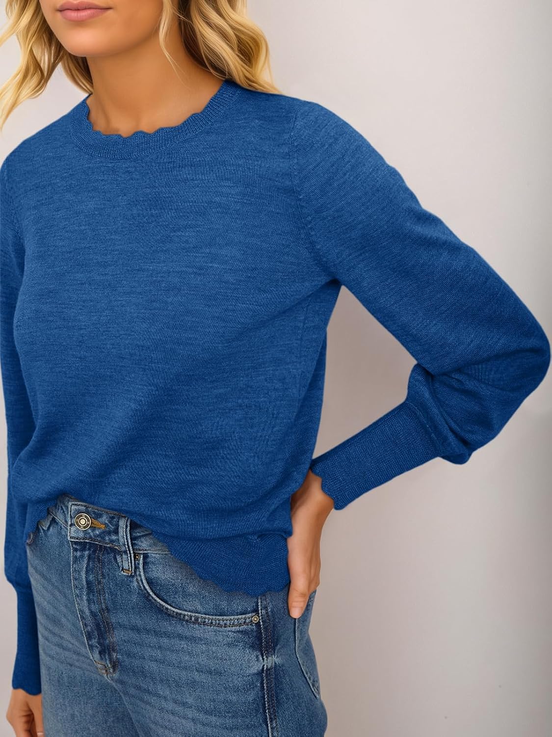 Cicy Bell Womens Crewneck Long Sleeve Sweater Fall Lightweight Pullover Top image 5