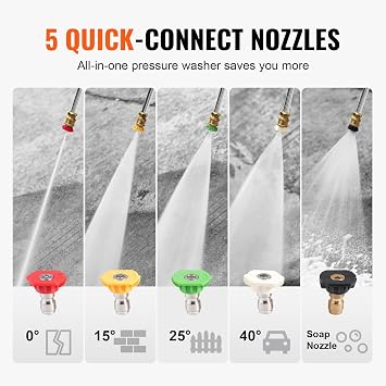 VEVOR Gas Pressure Washer, 3500 PSI 2.6 GPM, Gas Powered Pressure Washer with Aluminum Pump, Spray Gun and Extension Wand, 5 Nozzle Set, for Cars, Fences, Homes, Driveways, Patios Furniture Horizontal
