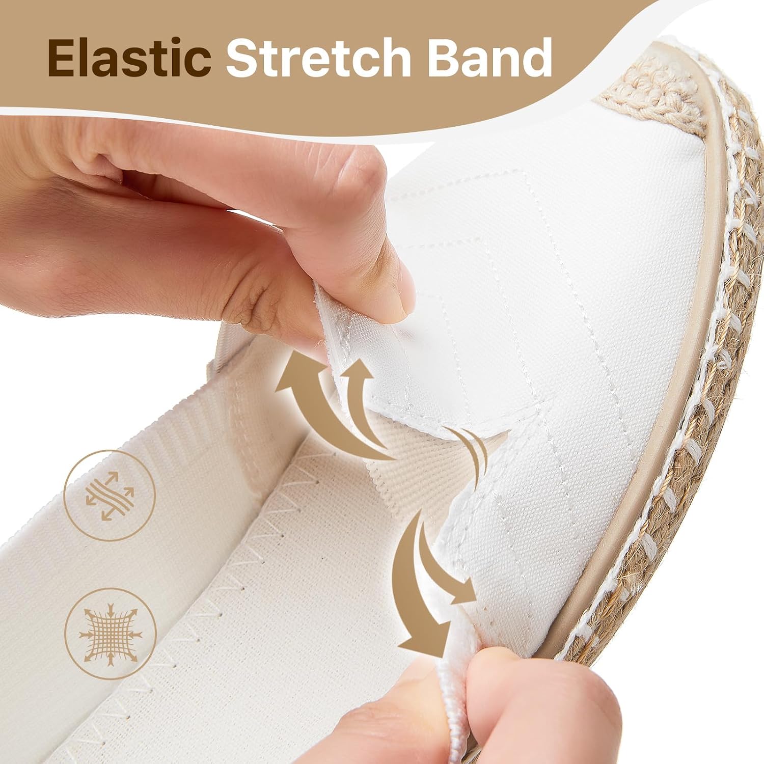 Witwatia Espadrilles for Women White Casual Flats Women's Comfortable Slip on Round Toe Shoes
