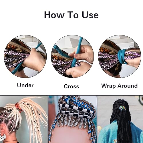 Miniatura 6 de Spiral Lock Hair Tie Dreadlock Accessory Bendable Hair Ties for Women and Men Ponytail Holders Colorful Dreadlock Hair Tie Long Dreads Thick Curly