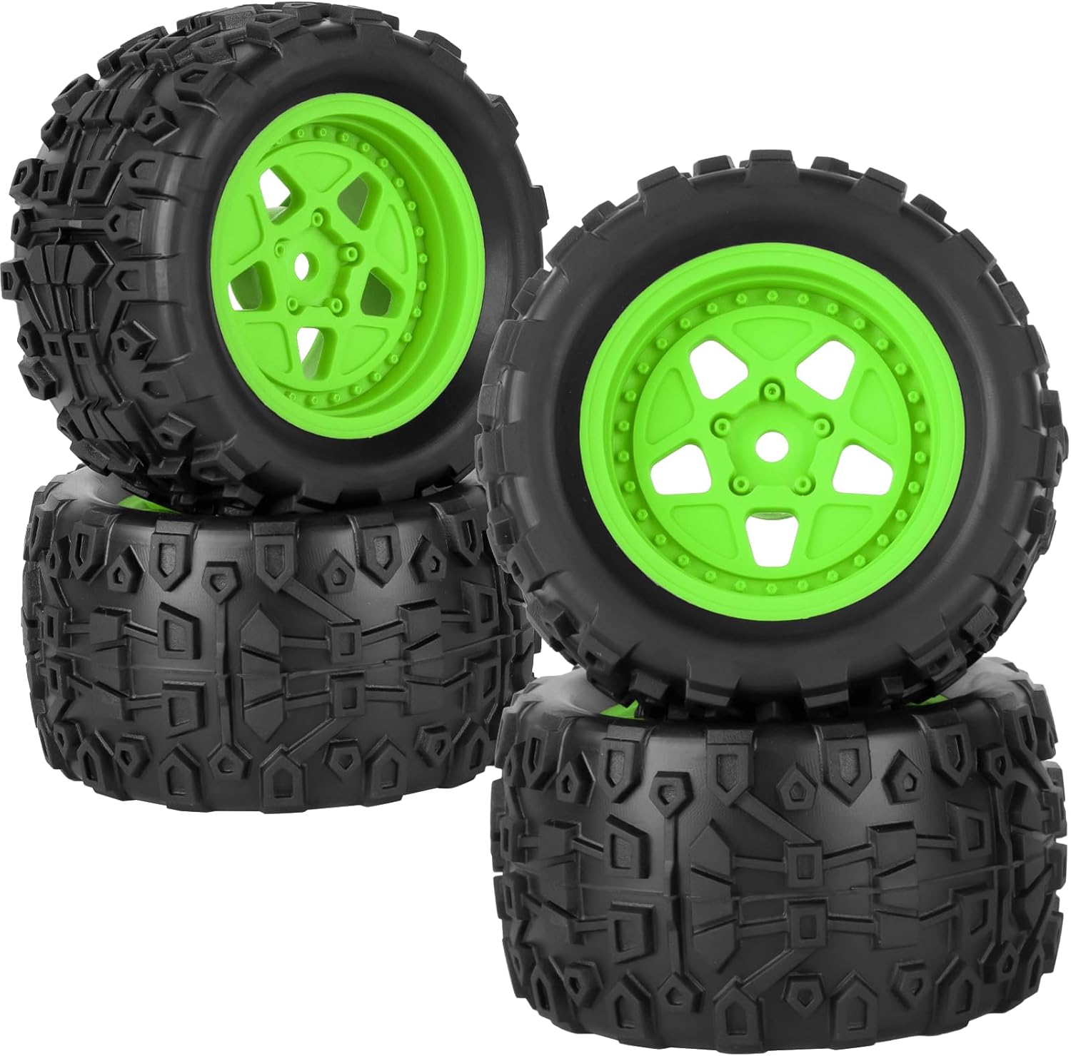 RC Wheels and Tires Truck Tires for 1/18 Typhon Granite,RC Buggy Wheel & Rubber Tire Plastic Rims for 1/18 RC Scale Car,4pcs,Black