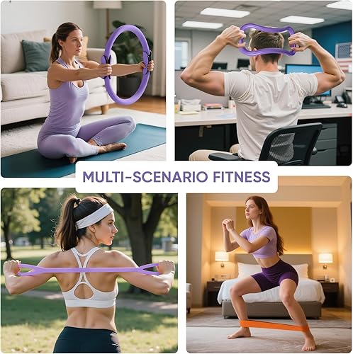 Miniatura 3 de Home Pilates Ring and Ball Set for Women with 5 Resistance Bands 13 inch Magic Circle Workout Essentials Starter Kit for Beginners, Full Body Toning