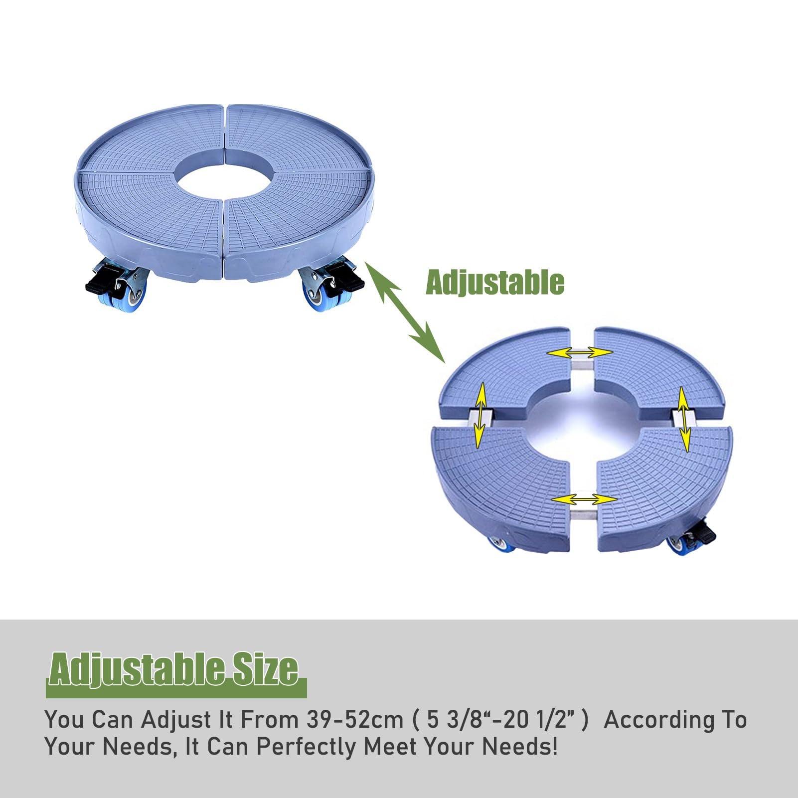 Soporte para Botella de Oxígeno Estante de Almacenamiento Ajustable y Móvil con 4 Ruedas Silenciosas, Soporte Resistente para Bombonas de Gas, Portamacetas Grande, para Interior y Exterior, Carretilla