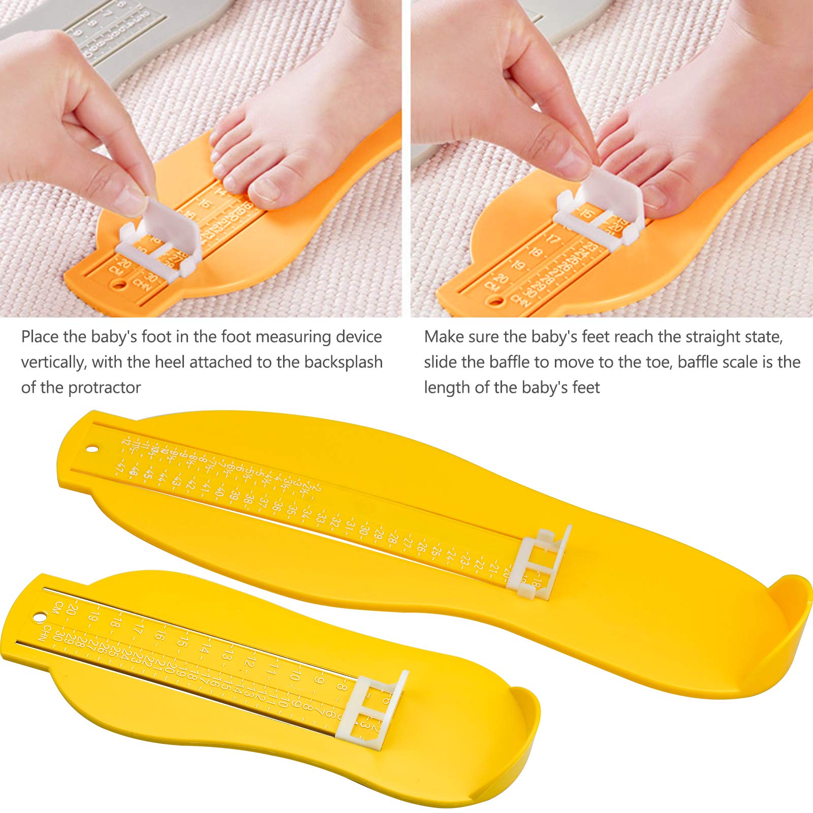 Winfred Lot de 2 Pédimètre - Enfants (2 à 30) - Adultes (17 à 47) - Mesure Pied Dispositif de Mesure pour Déterminer la Pointure