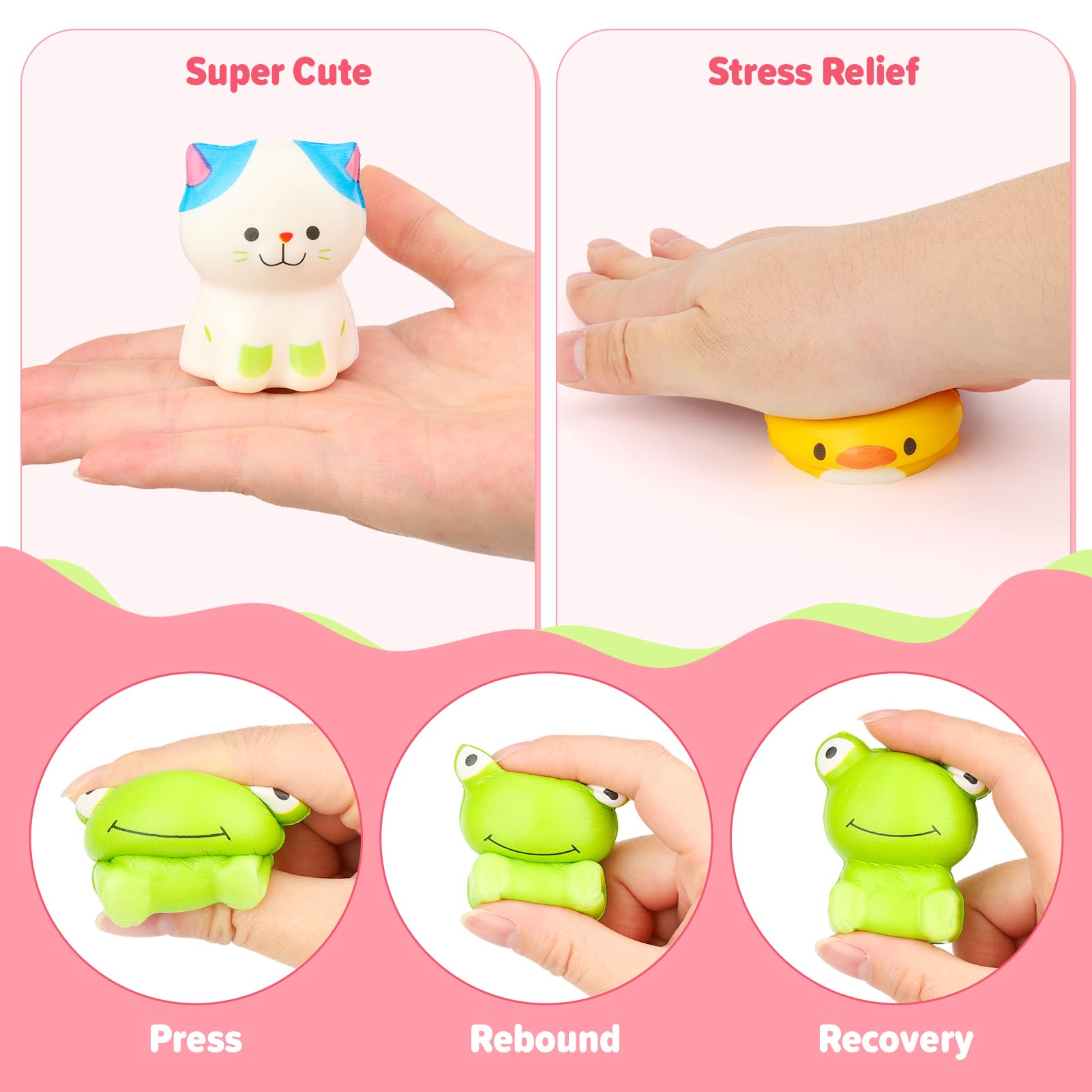 Valentines Gifts for Kids, 24PCS Valentines Cards for Kids Classroom with Animal Squishy Toys