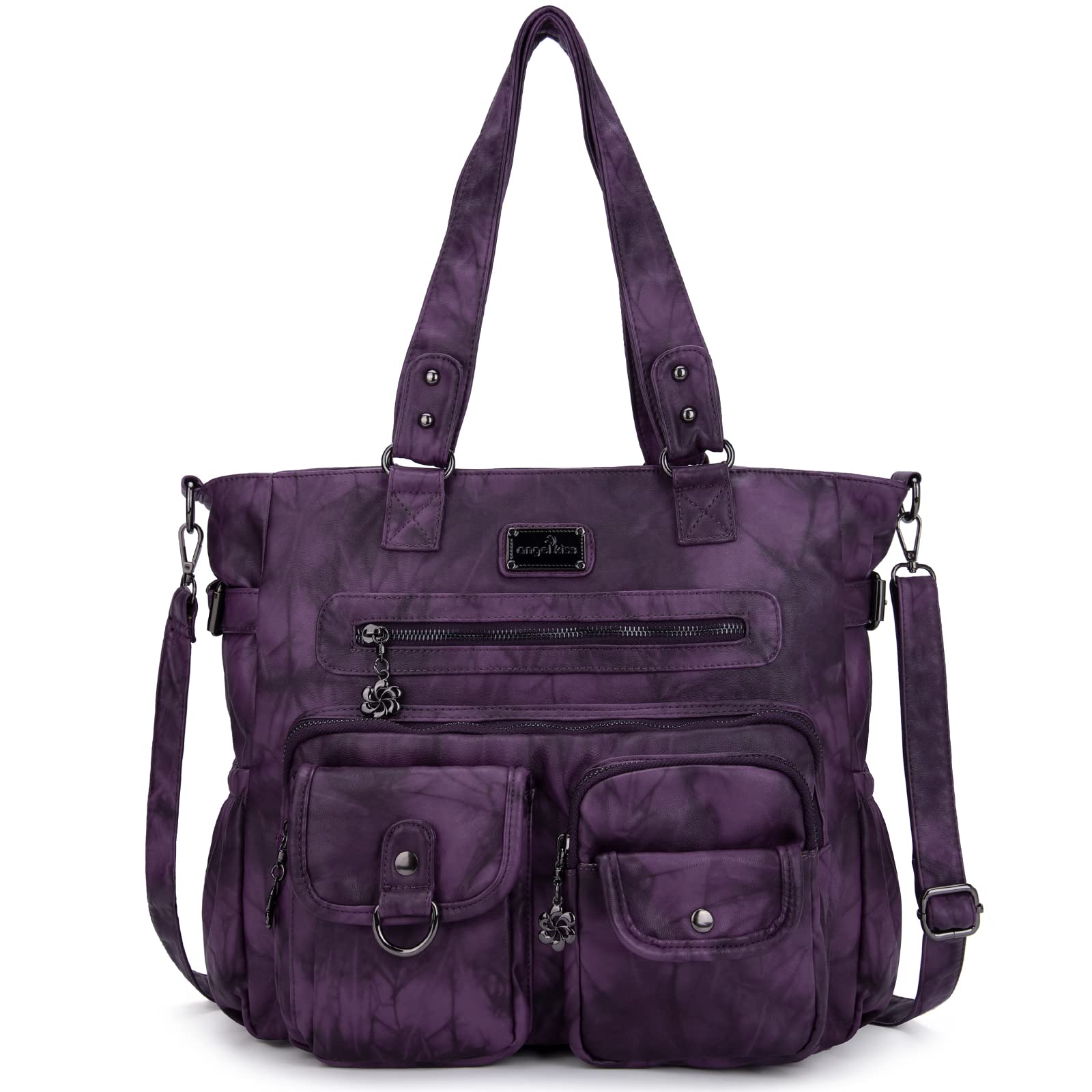 Angelkiss - Bolsos y bolsos de mano para mujer, de piel suave, bolso de hombro para mujer, Morado oscuro5, XX