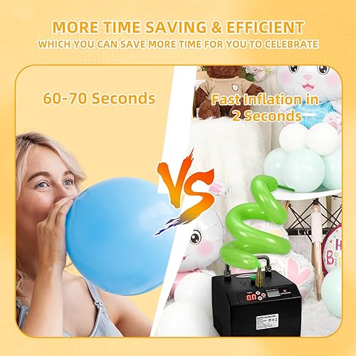 Miniatura 4 de Lagenda Bomba automática de globos, máquina sopladora eléctrica portátil de globos, inflador profesional de globos funciona con pilas con