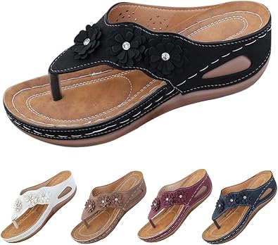 Womens Flip Flops with Arch Support Ladies Orthopedic Wedge Dressy Comfortable Summer Platform Thong Slippers