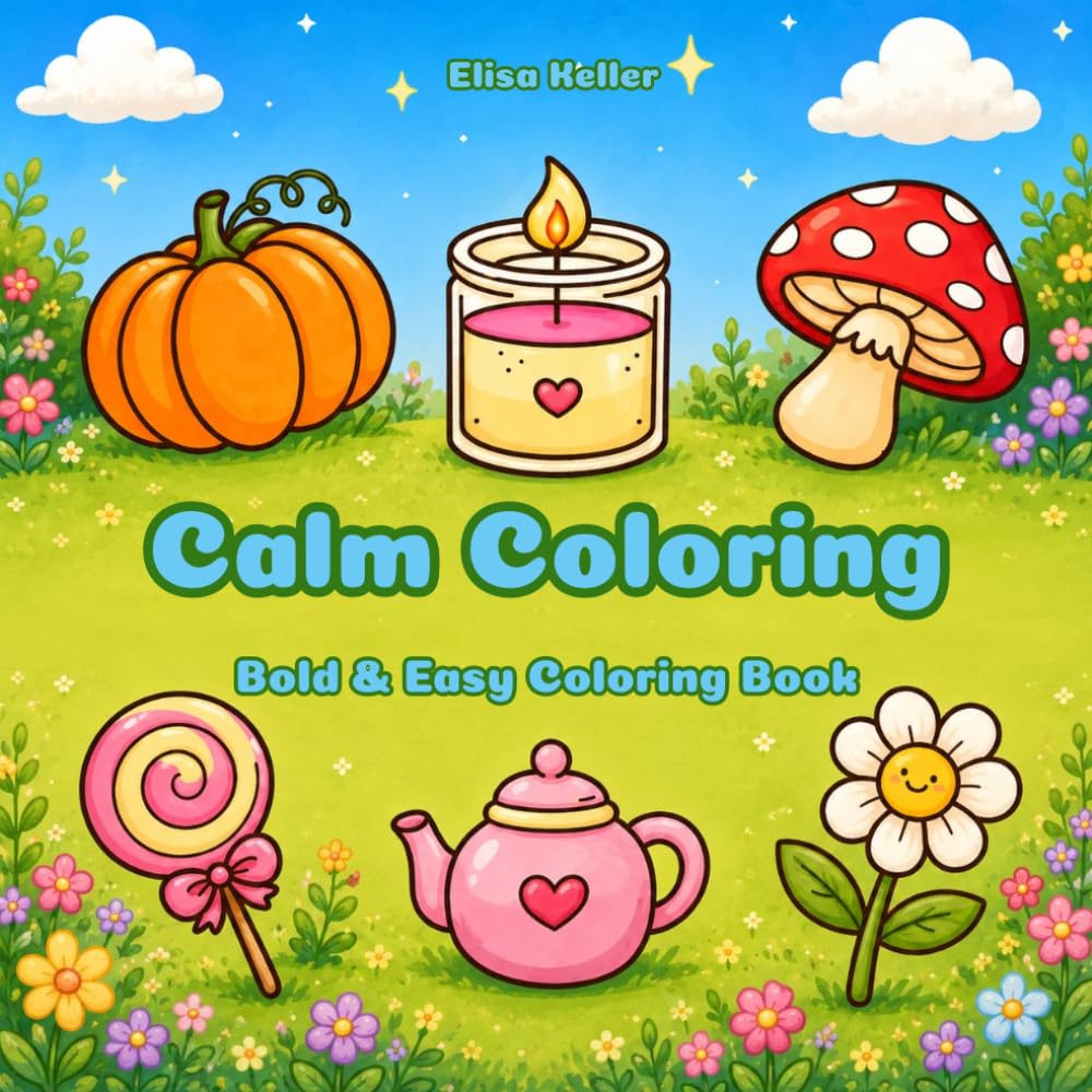 Calm Coloring Bold & Easy Coloring Book: for Relaxation, Stress Relief and Mindful Coloring