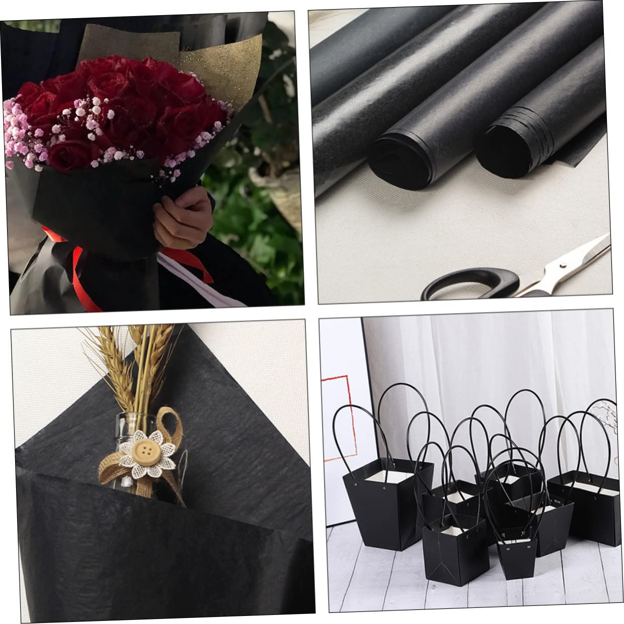 Operitacx Kraftpapierrolle Schwarz Für Blumensträuße Geschenkpapierrolle Aus Hochwertigem Papier Blumenverpackungspapier Dekorativ