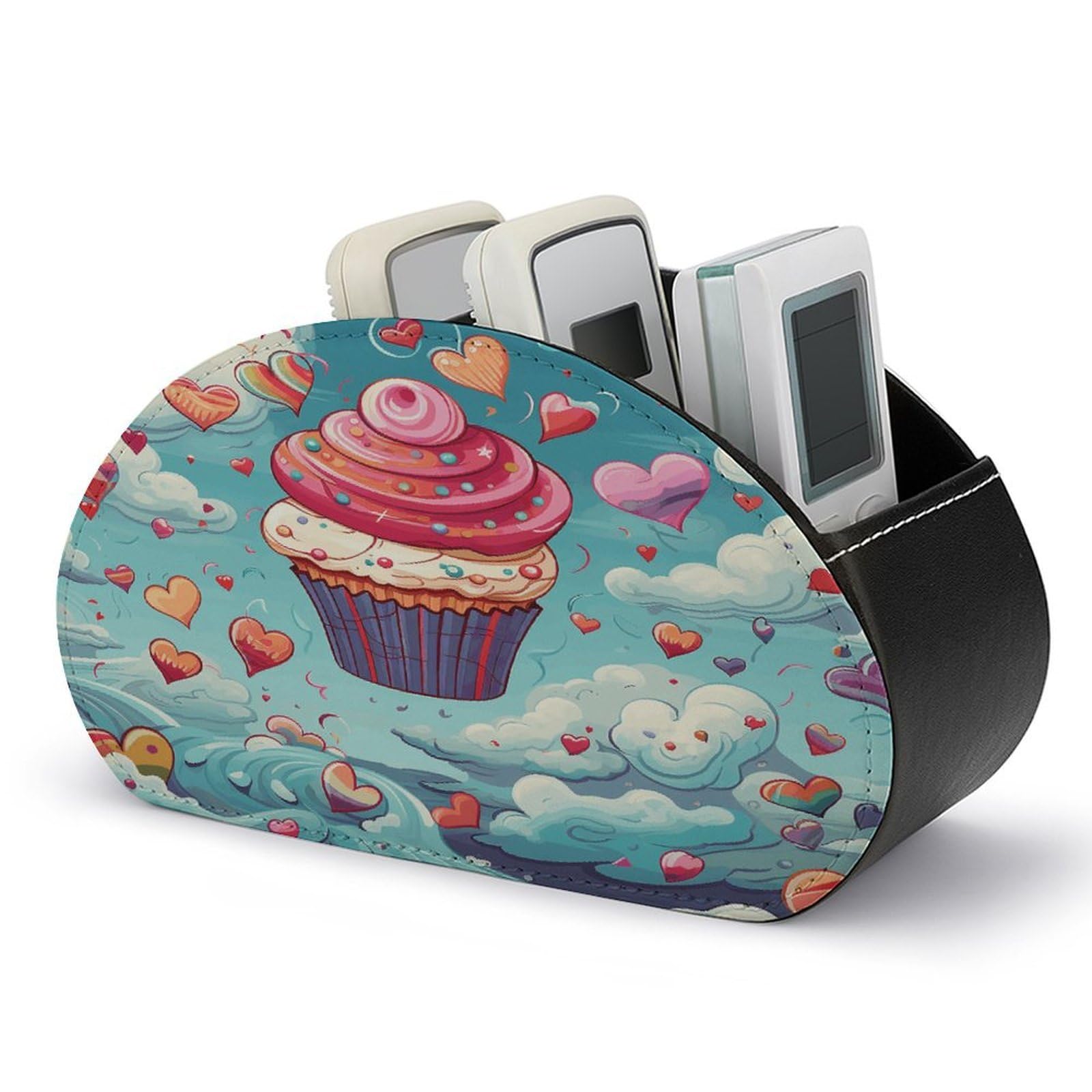 Btcowzrv Style Heart Shape And Clouds Remote Control Holder With 5 Compartments