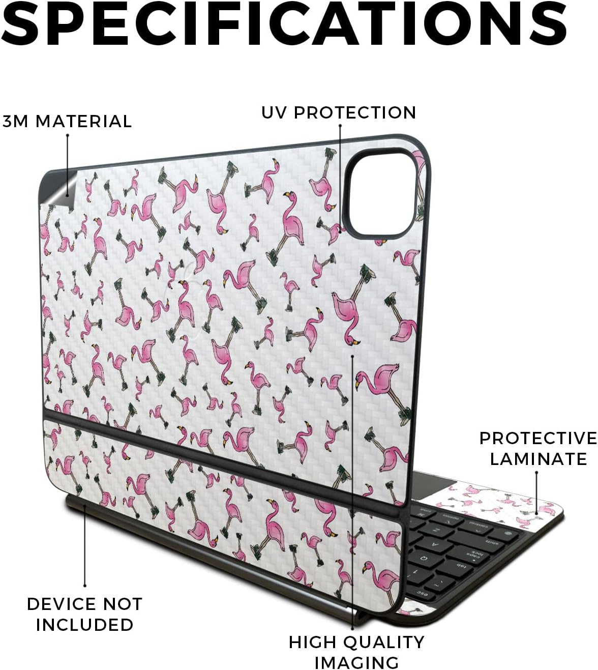 Carbon Fiber Skin Compatible With Apple Magic Keyboard for iPad Pro 11‑inch (M4) 2024 - Cool Flamingo - Premium 3M Vinyl Protective Wrap Decal Cover - Easy To Apply | Crafted in the USA by MightySkins