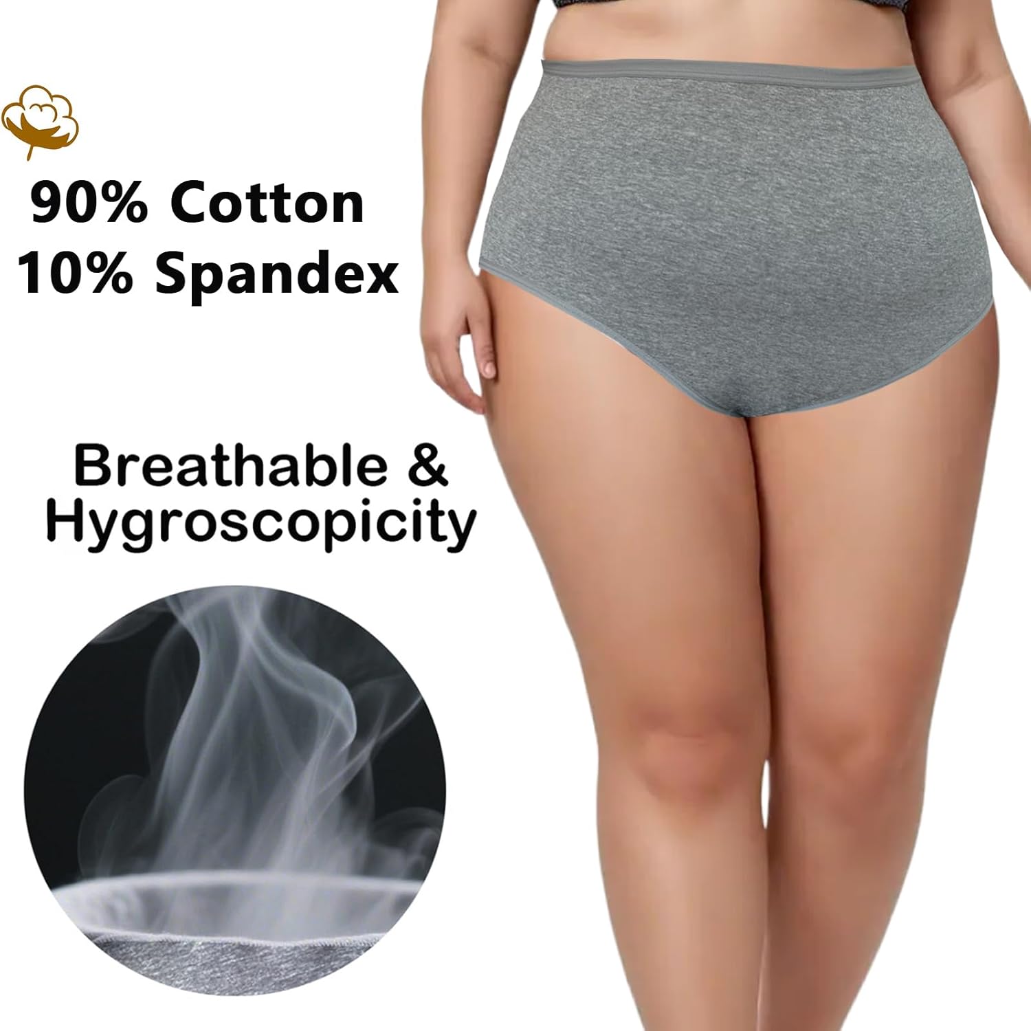 Women's Plus Size Cotton Underwear Panties Ladies Briefs XL-5XL Plus Panties for Women 5-Pack Undies - Image 3