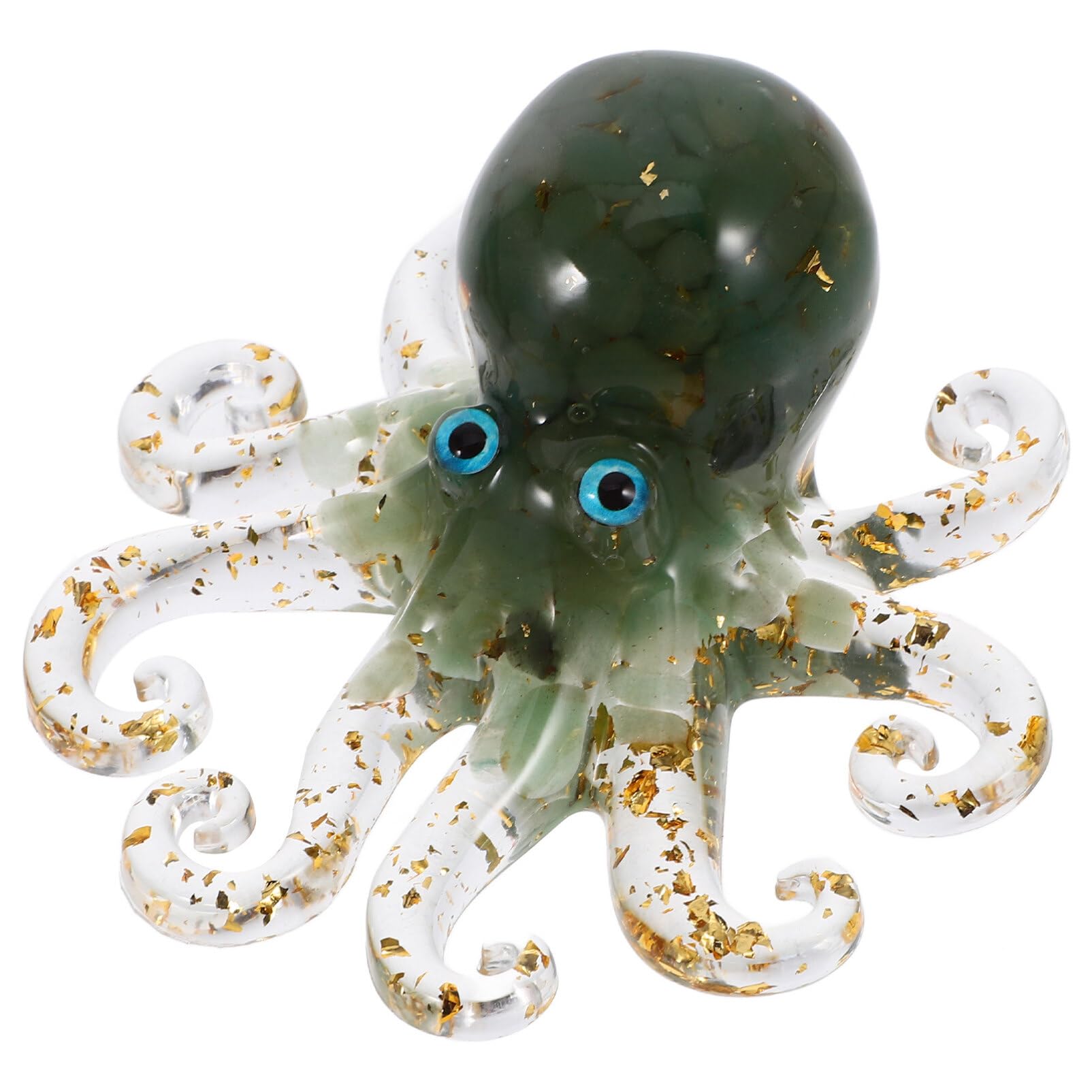 HOLIDYOYO Figura De Pulpo Adorno Animal Escultura De Pulpo De Cristal Decoración De Mesa Escultura De Resina para El Hogar Oficina Jardín Decoración De Escritorio Verde