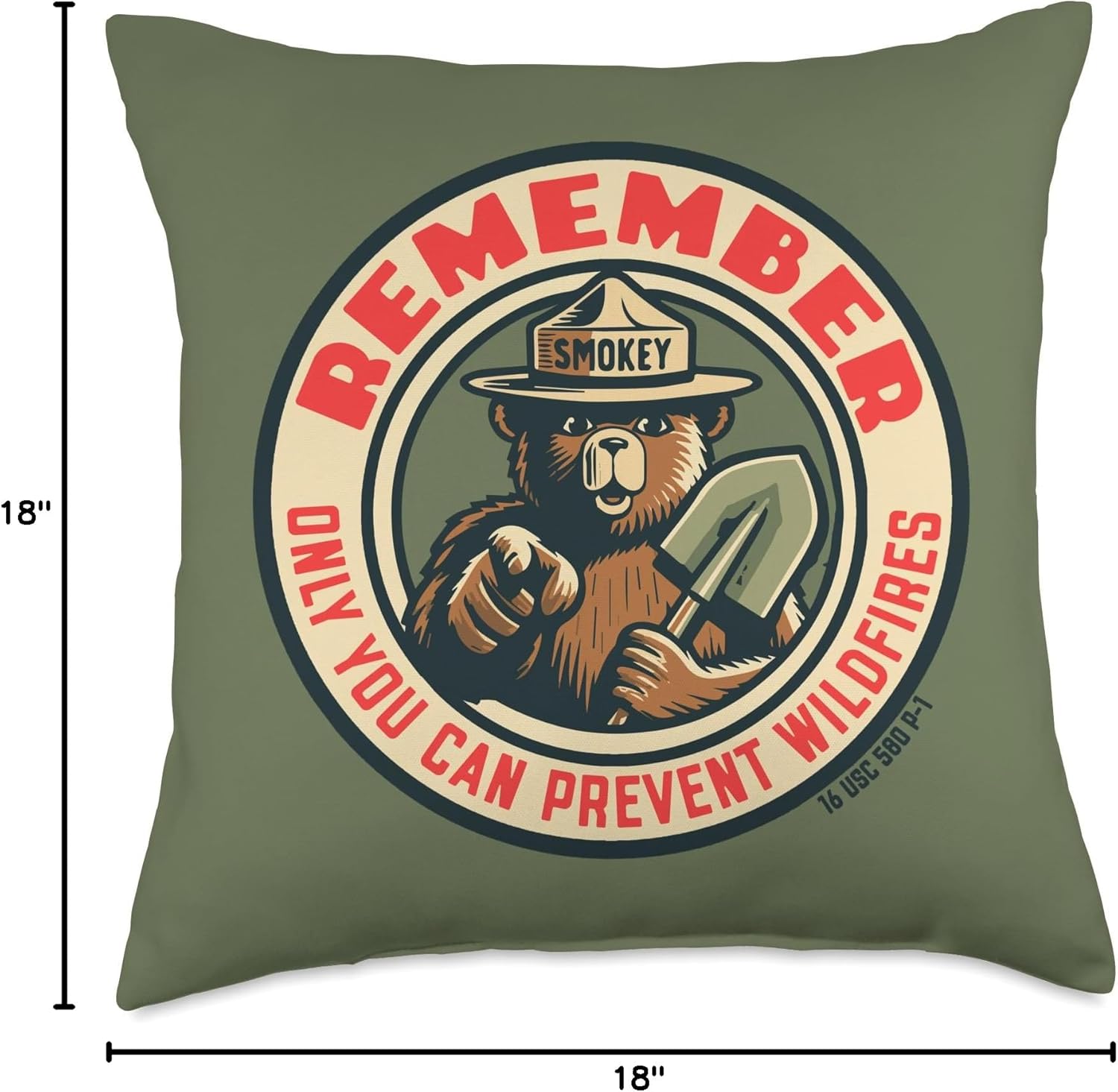 Remember Only You Vintage Smokey Bear Seal Retro Throw Pillow
