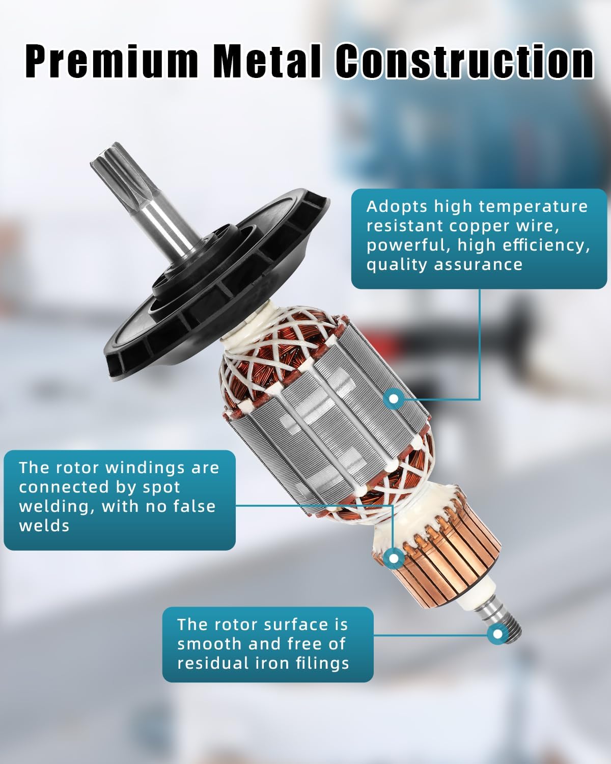 1619P10864 Armature Compatible with Bosch RH540S GBH 5-40DE RH540M Rotary Hammer and GSH5E GSH5CE Demolition Hammer Replace Armature 1614011128 1614011107 1614010188