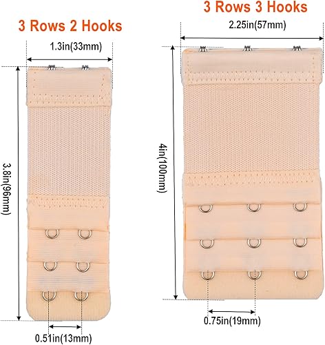 Vista 2 de 6 extensiones de brasier para mujer, 2 ganchos3 ganchos, cómoda correa de extensión de brasier elástica (negro, blanco, nude), Desnudo, Negro, Blanco