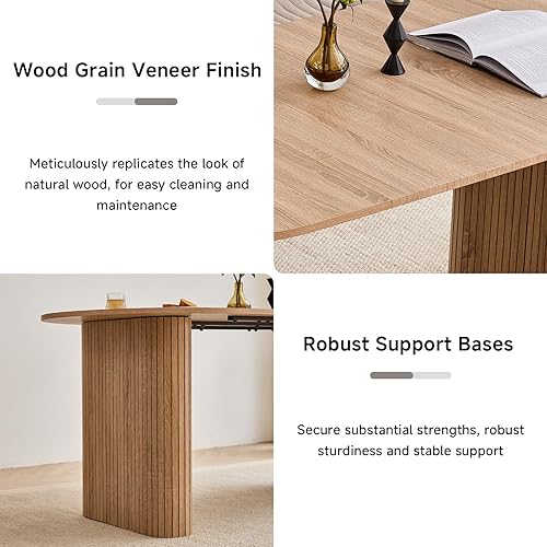 Miniatura 6 de Mesa de comedor moderna de 70.8 pulgadas para 6 y 8 personas, mesa de comedor de cocina de granja con mesa grande para comedor, sala de estar,