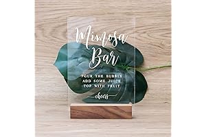 Acrylic Mimosa Bar Sign with Wood Stand