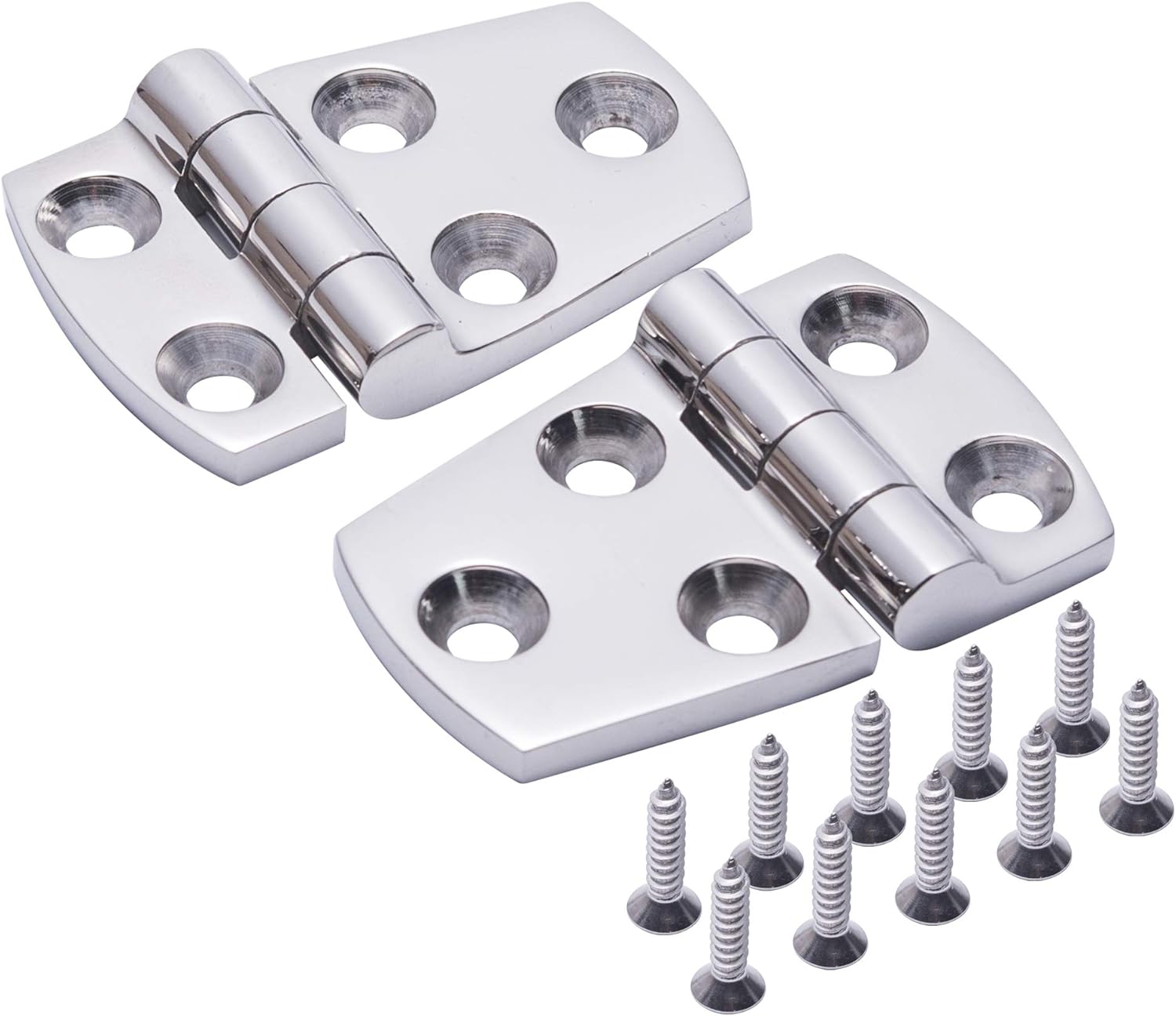 Boat Shortside Hinges,316 Stainless Steel Mirror Polished Marine Heavy Duty Hinges 1-1/2 Inch x 2-1/4 Inch,Pack of 2, Include Installation Screws