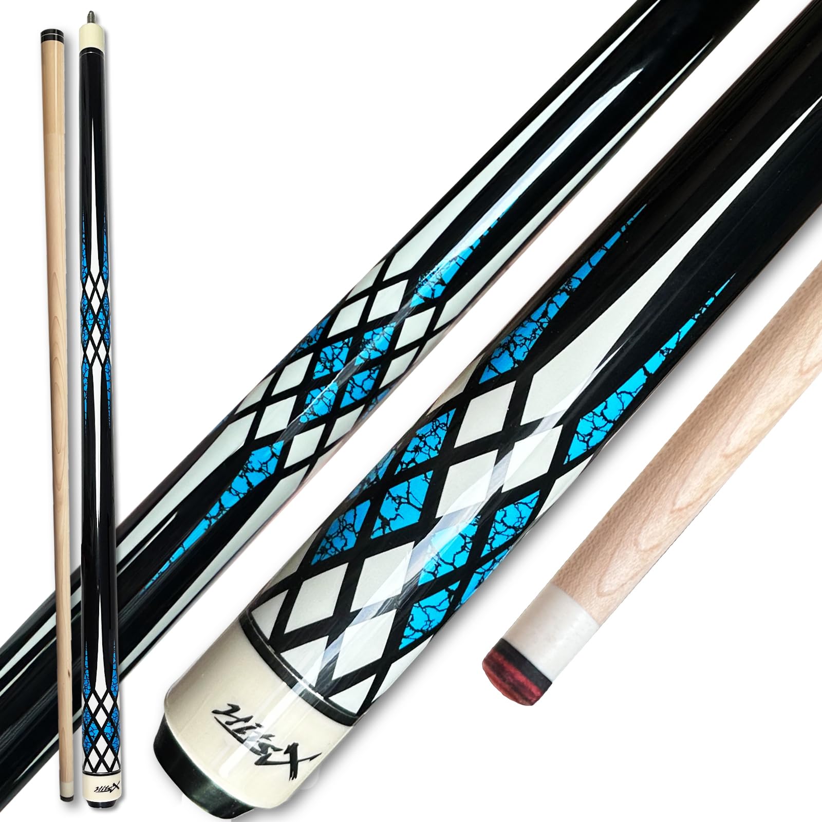 Tai ba cues Pool Cue Stick, 13mm Tip, 58", Hardwood Canadian Maple Professional Billiard Stick 19,20,30 Oz (Selectable)-Blue, Red, Green Pool Cue Stick