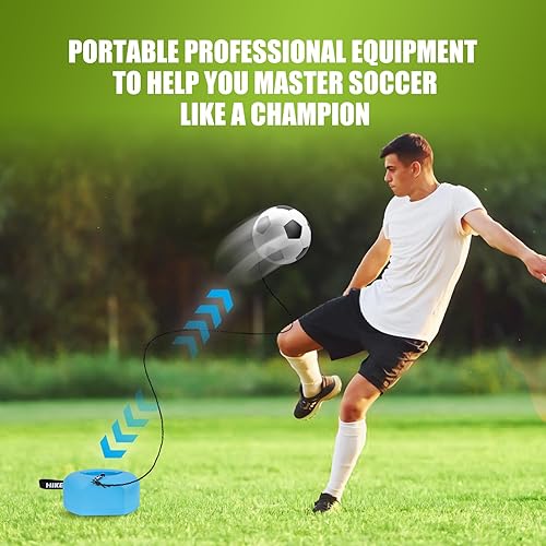 Miniatura 13 de Hikeen Juego de entrenamiento de fútbol con base de metal, equipo de entrenamiento individual portátil con pelota de rebote, regalo popular