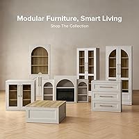 Vista 8 de Mopio Blake - Gabinete de almacenamiento, pequeño aparador de exhibición acentuado modular, gabinete de buffet con almacenamiento, credenza de Roble