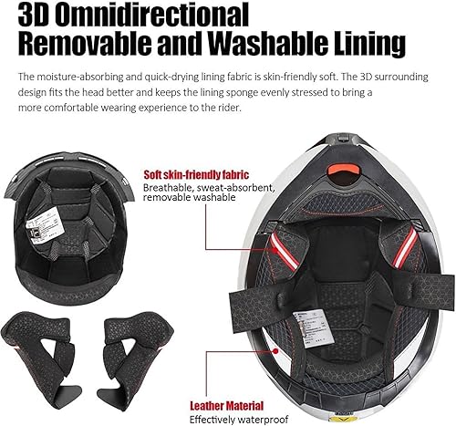 Miniatura 4 de Casco modular de motocicleta Bluetooth con doble visera antivaho multiventilación, diseño de cara completa, certificado ECE 22.06, forro extraíble