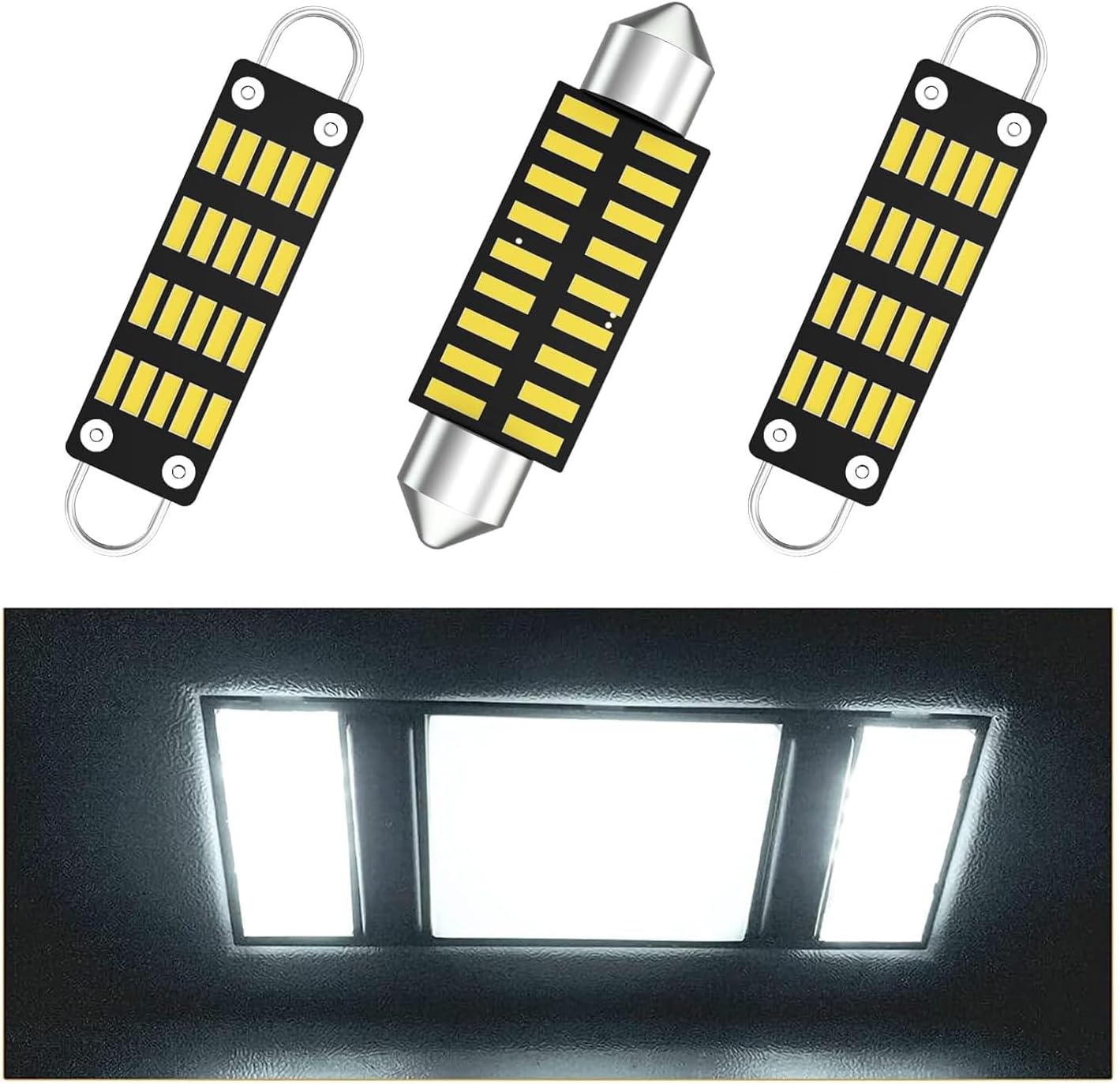 XFLHEHD Silverado Interior Lights Kit for 1988-1998 Chevy Silverado GMC Sierra C1500 K1500 Pickup Truck LED Interior Lights Replacement Package, 6000K Cool White, 2 Map & 1 Dome Lights
