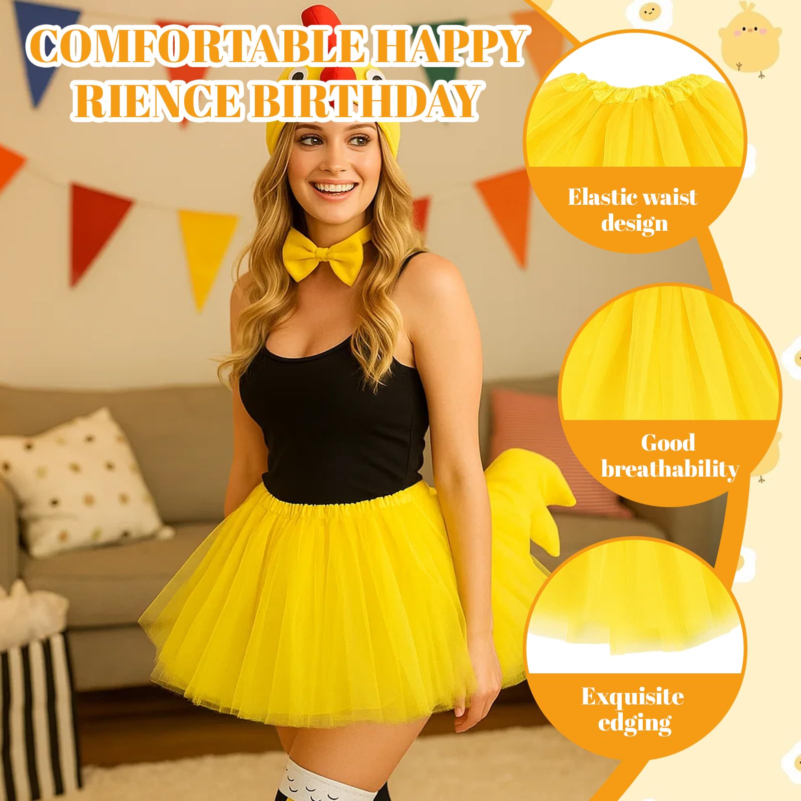 WNXBFO 5 Pcs Set Chicken Costume, Adult Fancy Dress, Chicken Hat - Image 3