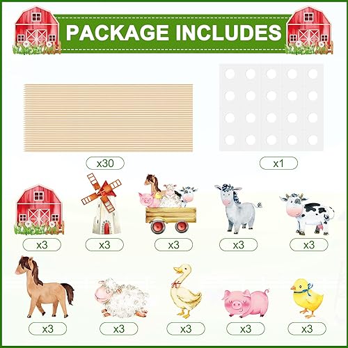 Miniatura 3 de 30 piezas de centro de mesa de fiesta de granja para mesas, centro de mesa de animales de granja, palos de fiesta de cumpleaños con temática de