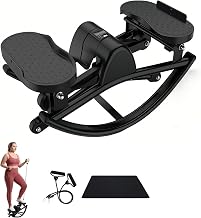 Rock Stepper Side to Side - Mini Stepper Exercise Machine for Home Workout, Rocking Stair Stepper with Resistance Bands & Mat, Portable Workout Equipment & Balance Board Alternative for Adults