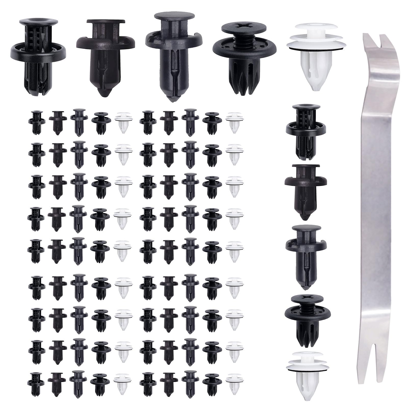 100 Pcs Car Retainer Bumper Clips and Fastener Remover Kit Push-Type Retainer Clip Compatible with Honda & Acura 91505-TM8-003 91503-SP0-003 90467-
