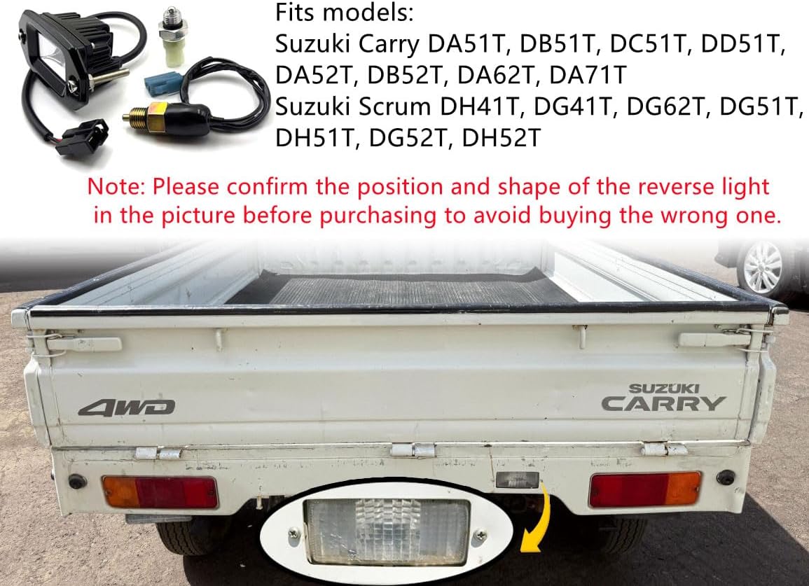 LED Backup Reverse Tail Light Replacement for Suzuki Carry & Scrum Truck, with Backup Light Switch Assembly, Drilling Required for Installation
