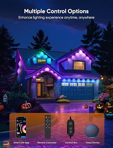 Miniatura 9 de APPECK RGBCW - Luces permanentes para exteriores Pro de 150 pies, luces de alero inteligente con 108 luces LED, lente doble, cortable, 111 modos de