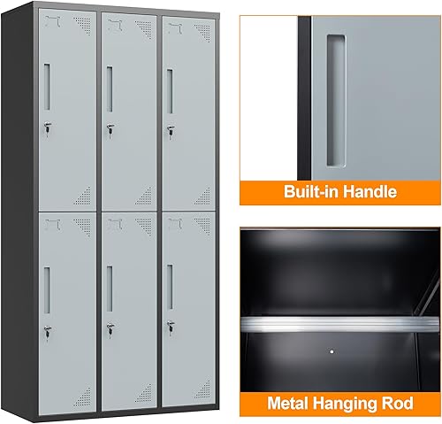 Vista 140 de Armario de metal para escuela, hogar, oficina, gimnasio, armarios de almacenamiento de acero para empleados y estudiantes, armario de almacenamiento